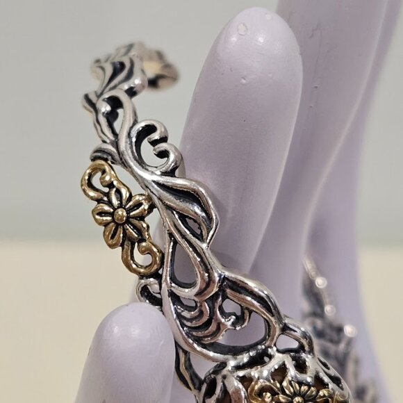 CAROLYN POLLACK Relios Sterling Silver 925 & Brass Ornate Tigers Eye Bracelet - Picture 8 of 16